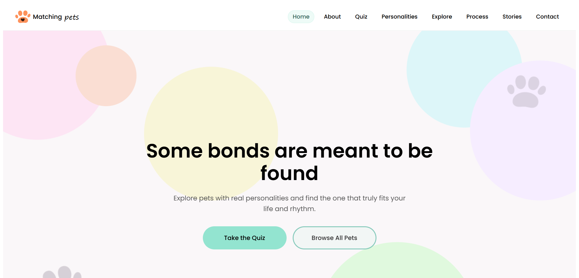 Preview of the Matching Pets project